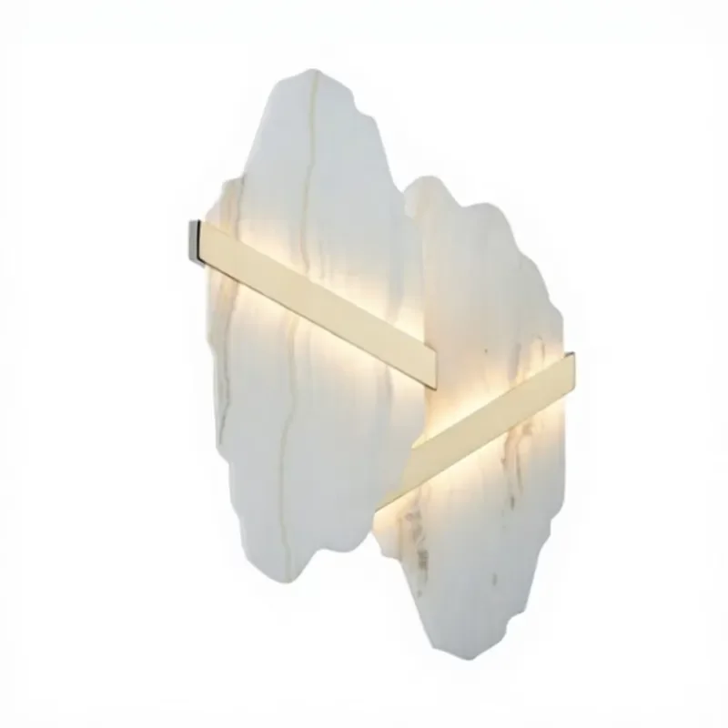 Modern Mica Stone Wall Lamp Bedside Sconce Irregular Sculptural Light with Remote Control for Bedroom Hallway
