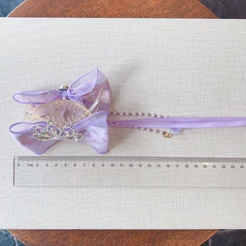 Neue Kinder-Prinzessinnen-Haarspange Glänzender Schmetterling Krone Schleife mit Langem Band Quaste Tüll Haaraccessoires Geburtstagsgeschenk – Detail 8