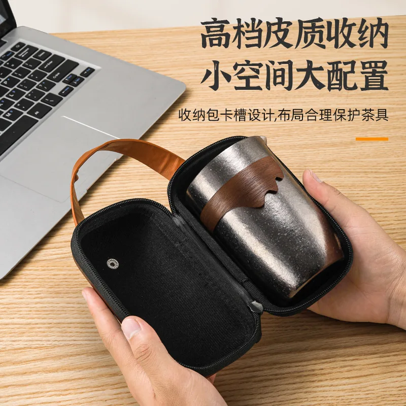 330ml Eagle Bud Tea Infuser Set with Teacups,Double-layer Pure Titanium,All-in-one Storage,Outdoor Lightweight Camping Tea Set