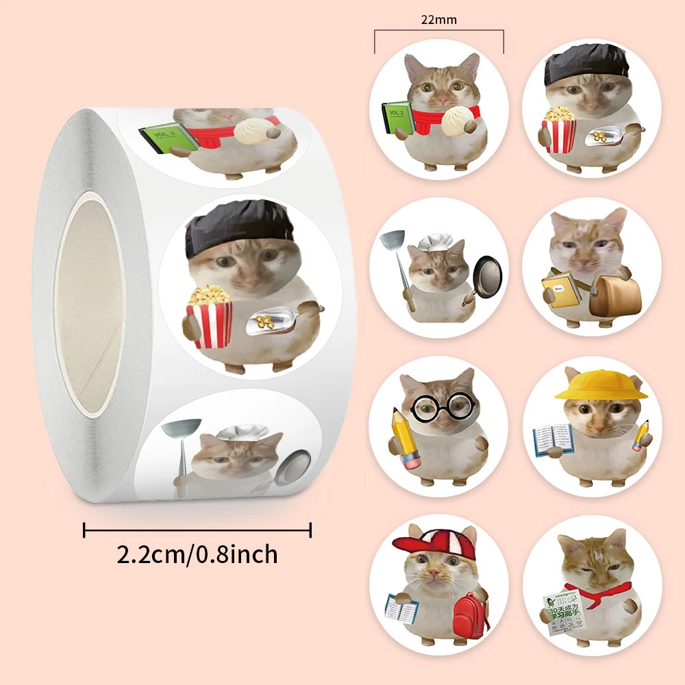 500pcs Creative Cute Starting School Cat MEME Stickers Cartoon Decoration Decals DIY Luggage Laptop Funny Seal Label Sticker Toy