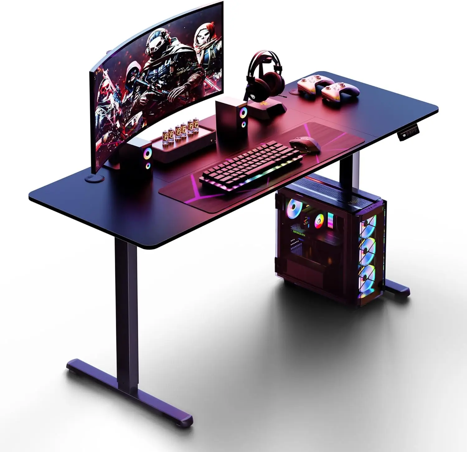 

Standing Desk, 63x24 Inch Height Adjustable Electric Sit Stand up Desk, Ergonomic Rising Computer Table, Modern Lift Gaming Desk