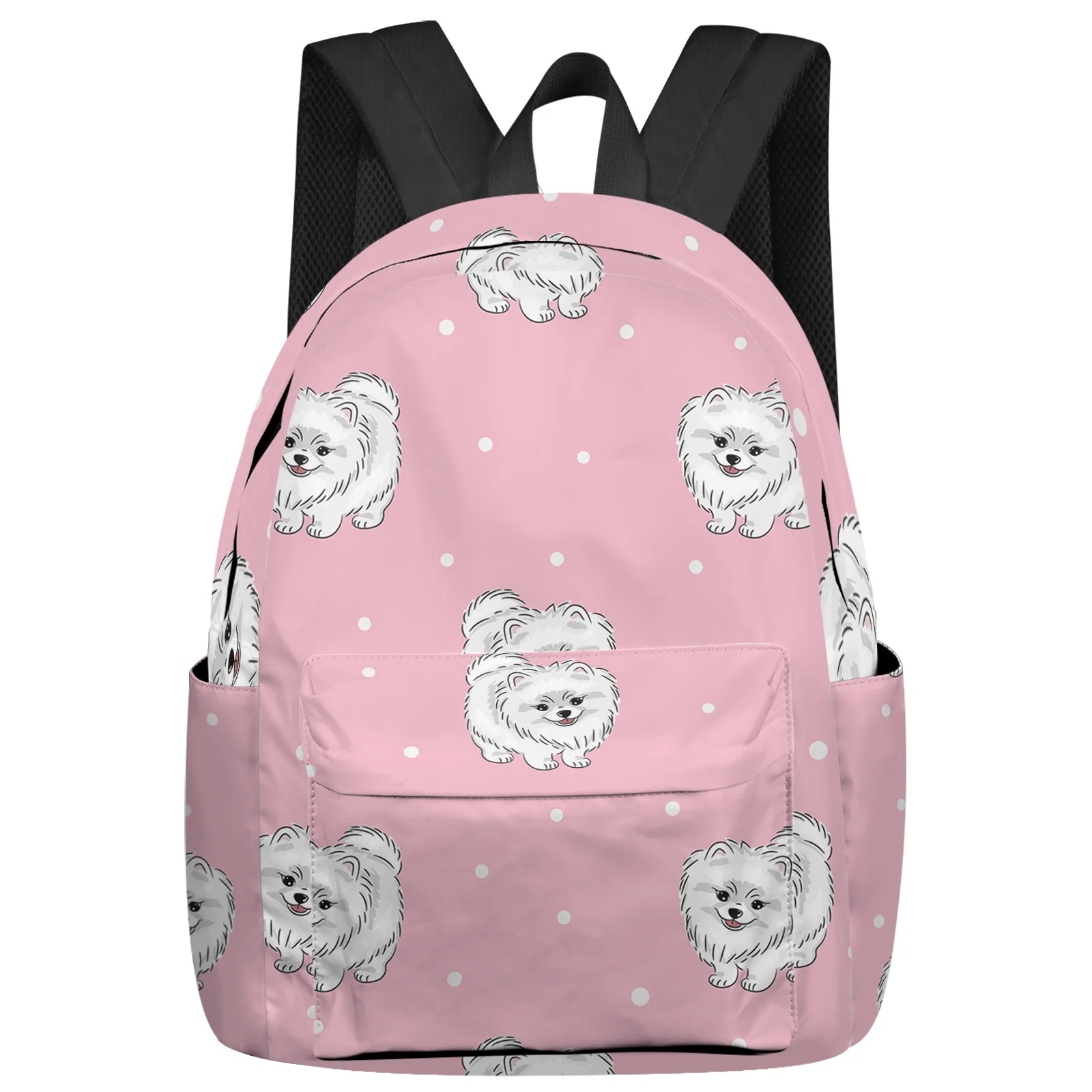 

Dogs Pets Polka Dots Hair Cartoon Large Capacity Multi Pocket Travel Backpacks Schoolbag For Teenager Women Laptop Bags Rucksack