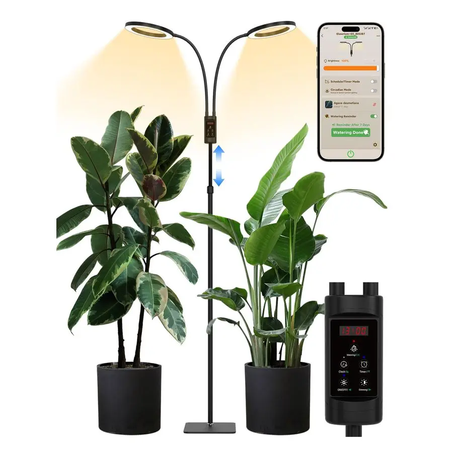 

Smart Grow Lights for Indoor Plants, 48W Full Spectrum Plant Lights with Bluetooth App, Adjustable Height 4770.9, Auto Timer, In