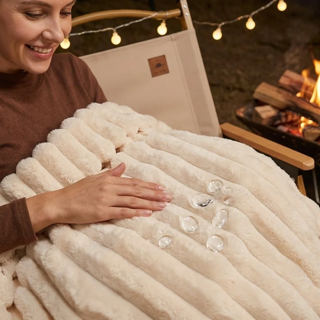 Ribbed Velvet Blanket Full Size  Channel Stitch Fuzzy Plush  Thick Warm Cozy for Deep Sleep  Machine Washable