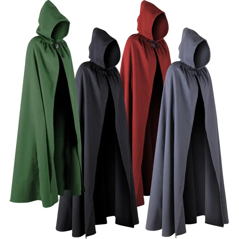 loween Role-plang Stage Performance Costume Witch Monster Four-sided Hooded Belted Open-front Cloak awl Women's Faion