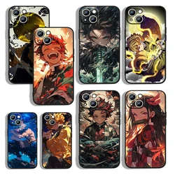 Anime Demon Slayer per Apple iPhone 15 14 13 12 Mini 11 XS XR X 8 7 Pro Max Plus custodia morbida in Silicone nero per telefono