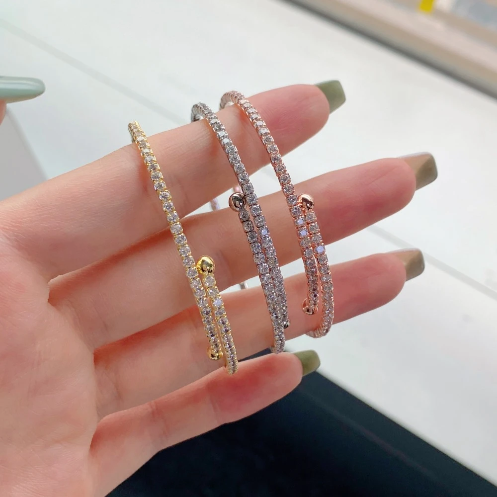 Wong Rain Luxury 925 Sterling Silver High Carbon Diamonds Gemstone Wedding Party Bangle For Women Gift Fine Jewelry Wholesale