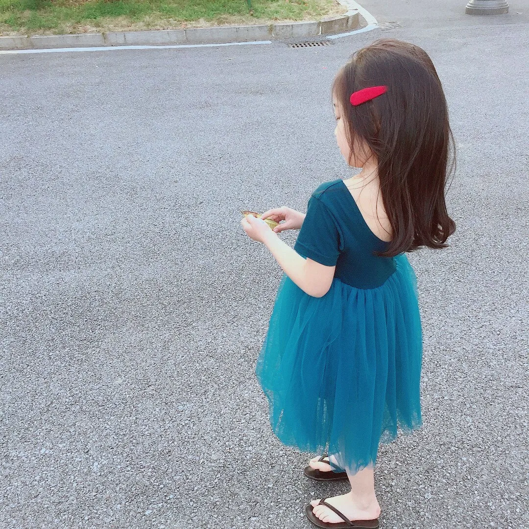 French Style Ballet Tutu Dress Girl Kids Casual Short Sleeve Elegant Princess Party Girls Tulle Dress