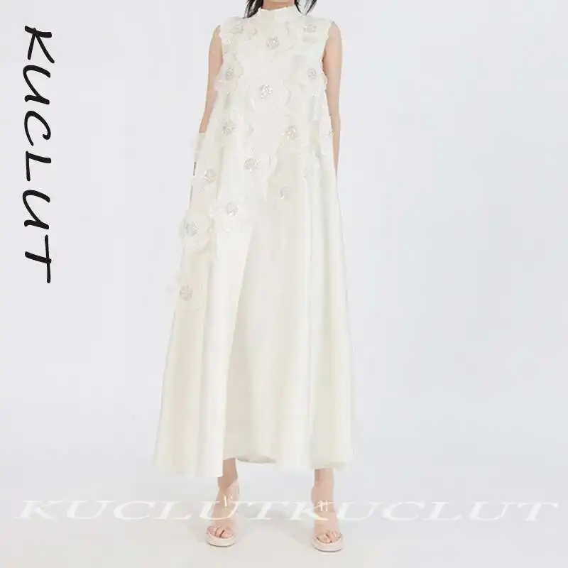 

KUCLUT 2025 Fashion New Items High-end 3D Flower Design Sleeveless Women's Dress Evening Party Elegant Dresses Female K390