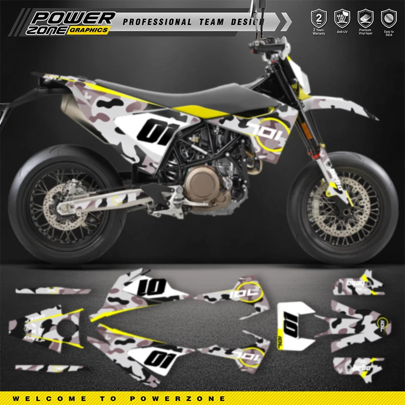 PowerZone Custom Team Graphics Decals Stickers Kit For Husqvarna Decal 15-20 701 SUPERMOTO ENDURO 2015-2017 2018 2019 2020 013