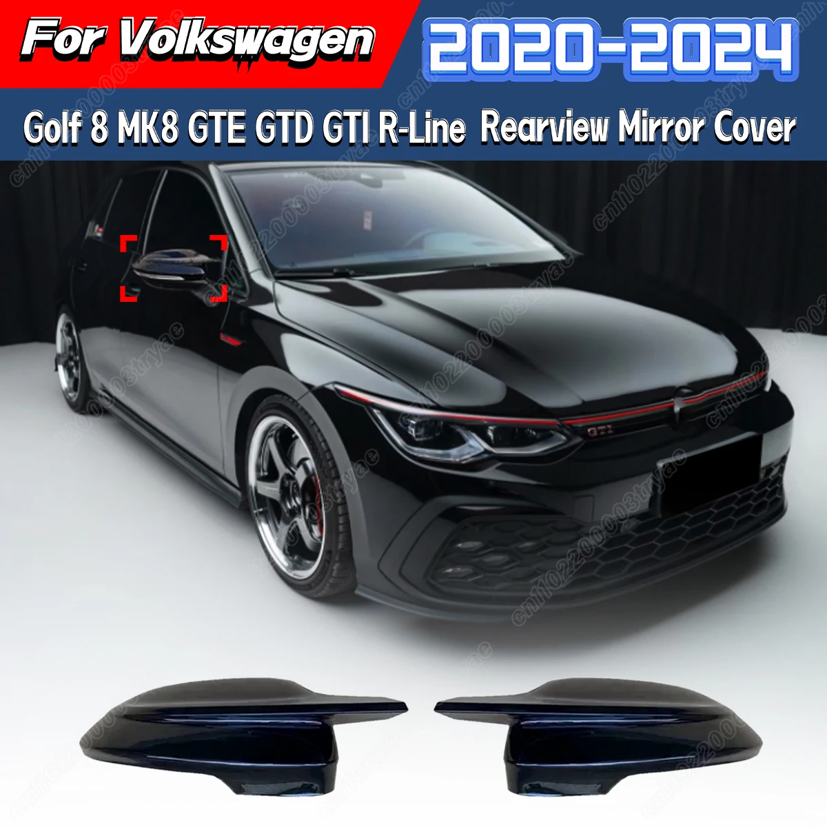 For Volkswagen Golf 8 MK8 GTE GTD GTI R-Line 2020 2021 2022 2023 2024 Rearview Mirror Decorative Cover Car Reversing Mirror Kit