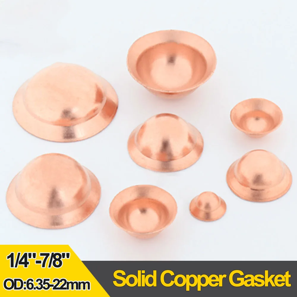 Pure Copper Solid Flare End Cap Gasket T2 Bowl‑Shaped Seal Plug HVAC Refrigeration AC Refrigerator Cold Cabinet Fitting Parts