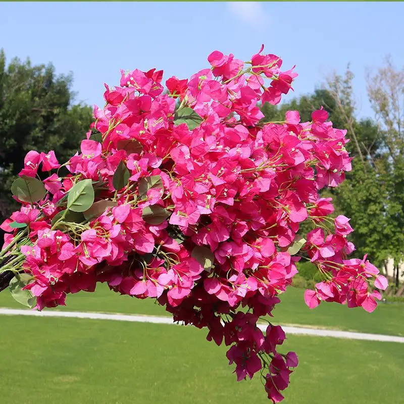 95cm Rayon-Bougainvillea-Zweige Rote Kunstblumen mit Drahtstiel Hochzeitsdekoration 100 Stück – Detail 19