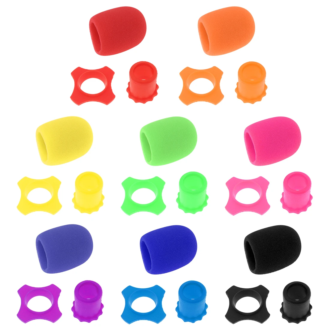 8 Sets rüttelfester 8 Farben kabelloser Handmikrofon-Schutz, Silikonring für KTV-Mikrofongerät, Mikrofonabdeckungen aus Schaumstoff