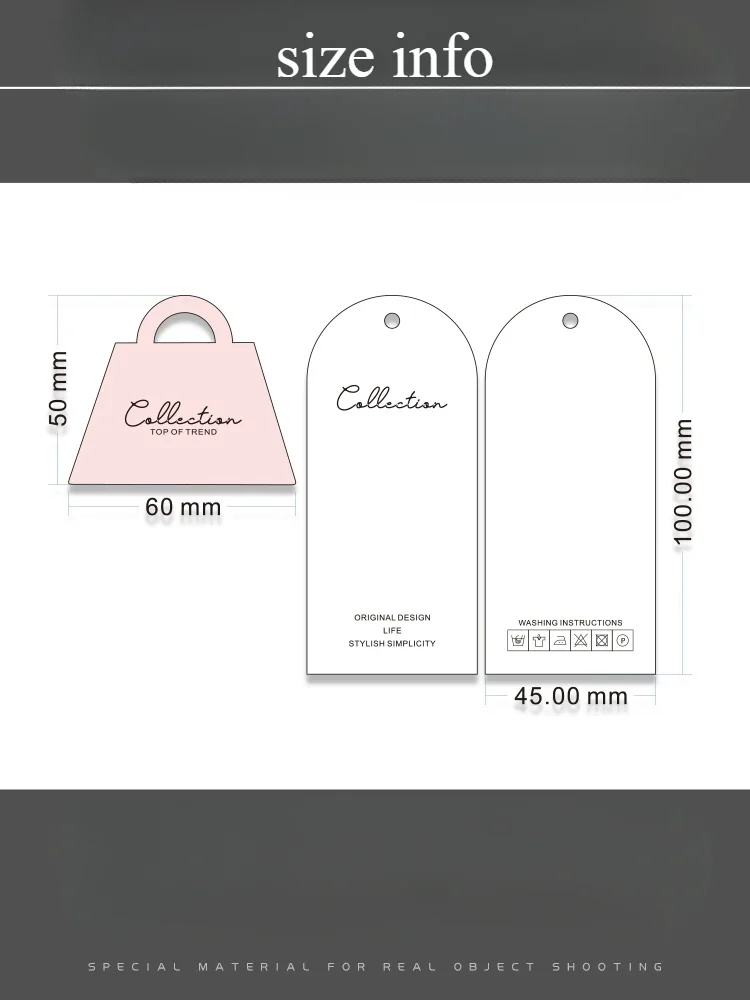 100pcs Pink Tote-shaped Garment Cards Hangtag Custom Clothing Store Hangtags Price Brand Tag High-end Women Clothes Label Custom - view 4
