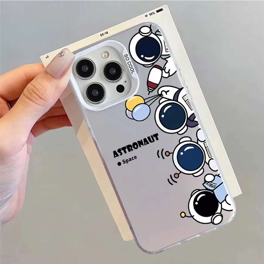 Case for iPhone 14 15 16 Plus 16e 11 12 13 Pro Max Soft Cover Cartoon Astronaut Print