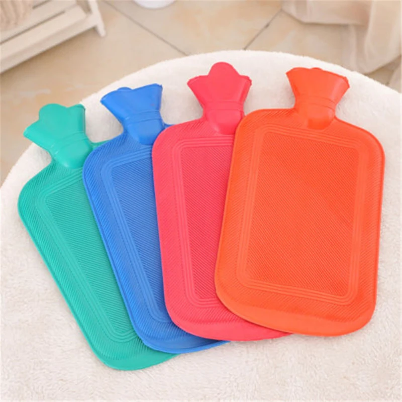 Hot Water Bottle Bag Solid Color PVC Silicone Rubber Hot Water Bottle Irrigation Hand Warmers Warm Palace Warm Bag Cold Compress