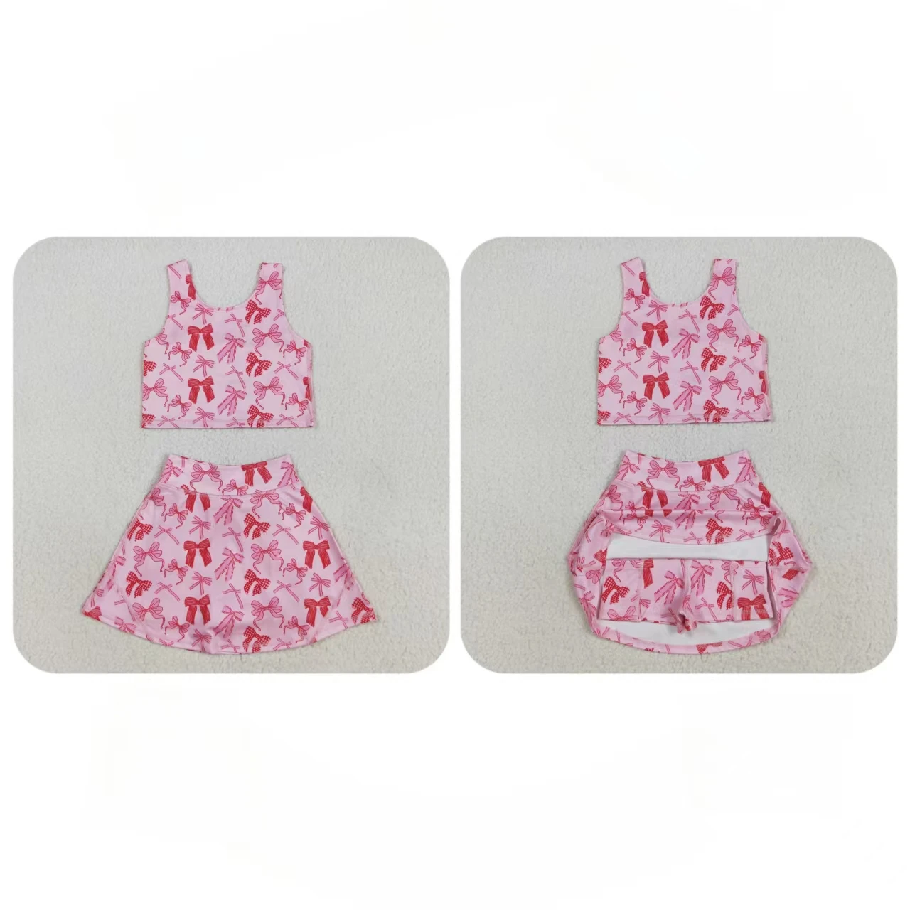 

Оптовая продажа, летняя активная одежда для йоги для девочек, рубашка с бантиками для малышей, юбка, спортивная одежда, шорты с карманами, шорты для маленьких детей, розовый комплект