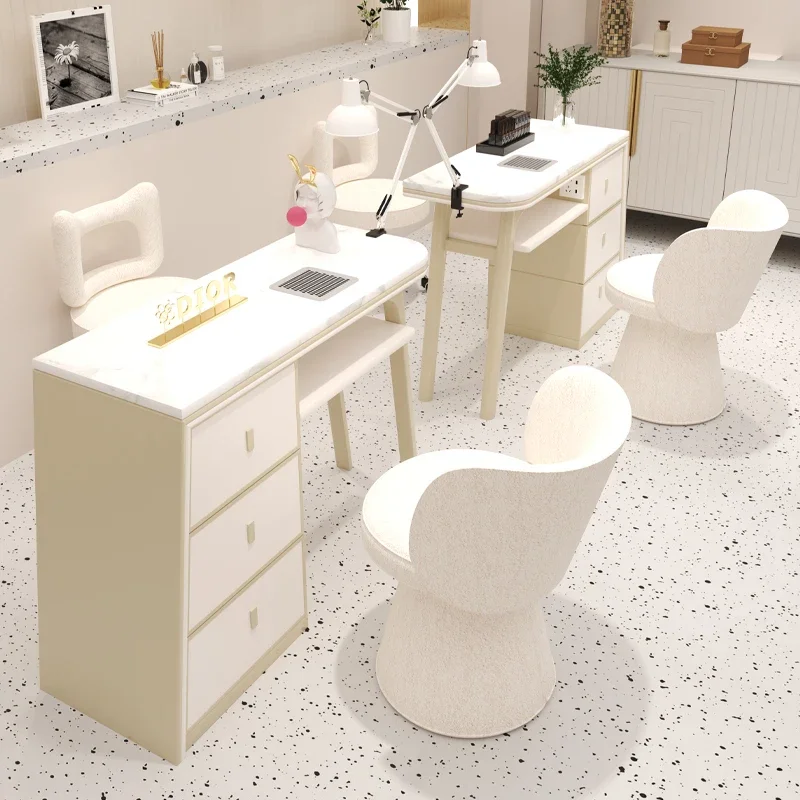 

Makeup Luxury Nail Desk High Quality Minimalist Easy Clean White Manicure Table Modern Nordic Tavolo Unghie Salon Furniture