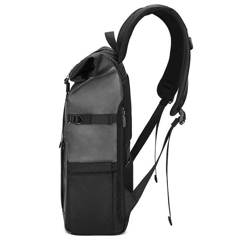 Mochila impermeável de couro PU para homens, mochila casual de grande capacidade, mochila universitária, bolsa de viagem de 15,6 polegadas