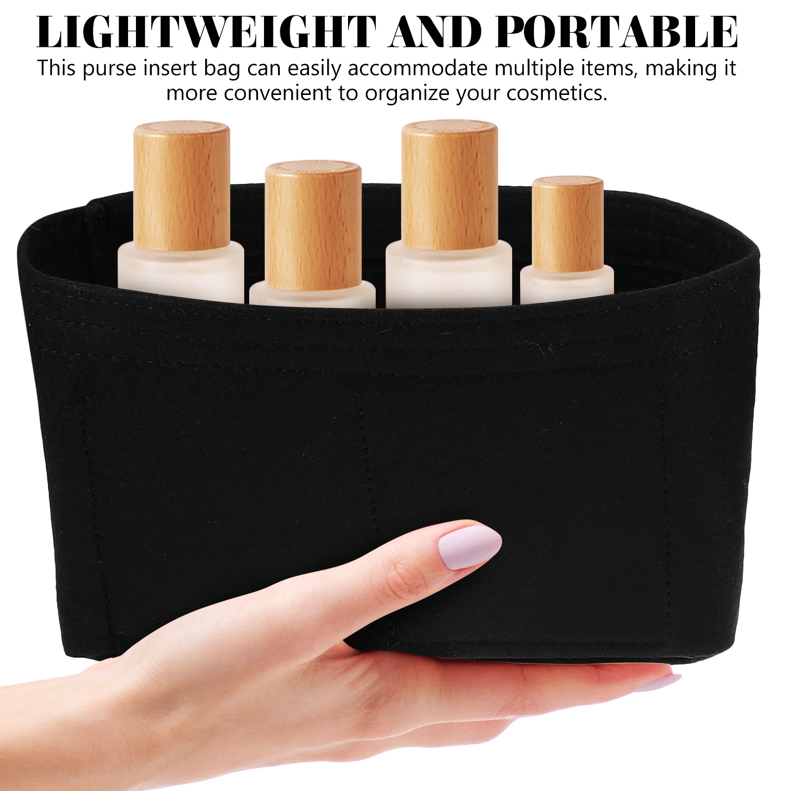 กระเป๋าจัดระเบียบแบบสอด 2 ชิ้น ทำจากผ้าสักหลาด น้ำหนักเบา สำหรับผู้หญิง ใช้จัดระเบียบกระเป๋าถือ ใส่โทรศัพท์ กุญแจ กระเป๋าสตางค์ เครื่องสำอาง