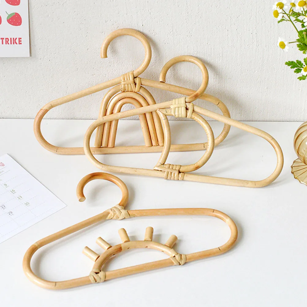 

Rattan Hanger Baby Clothe Closet Kid Hangers Clothing for Nursery Clothes with Clips Child Childrens Shirt