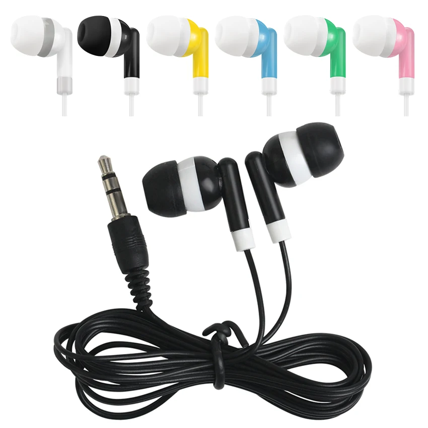 Universal Cheapest Disposable Colorful In-Ear Earbuds Earphone For IPhone Headset MP3 MP4 3.5mm Audio 1000 pcs/lot