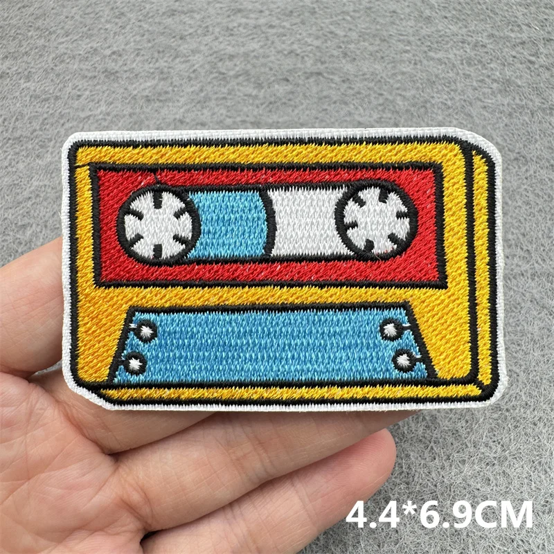 Musik Band Stickerei Patch Eisen Auf Für Kleidung DIY Schmelzbare Patches Disco Ball Herz Plaid Muster Patch Aufkleber Abzeichen – Detail 6
