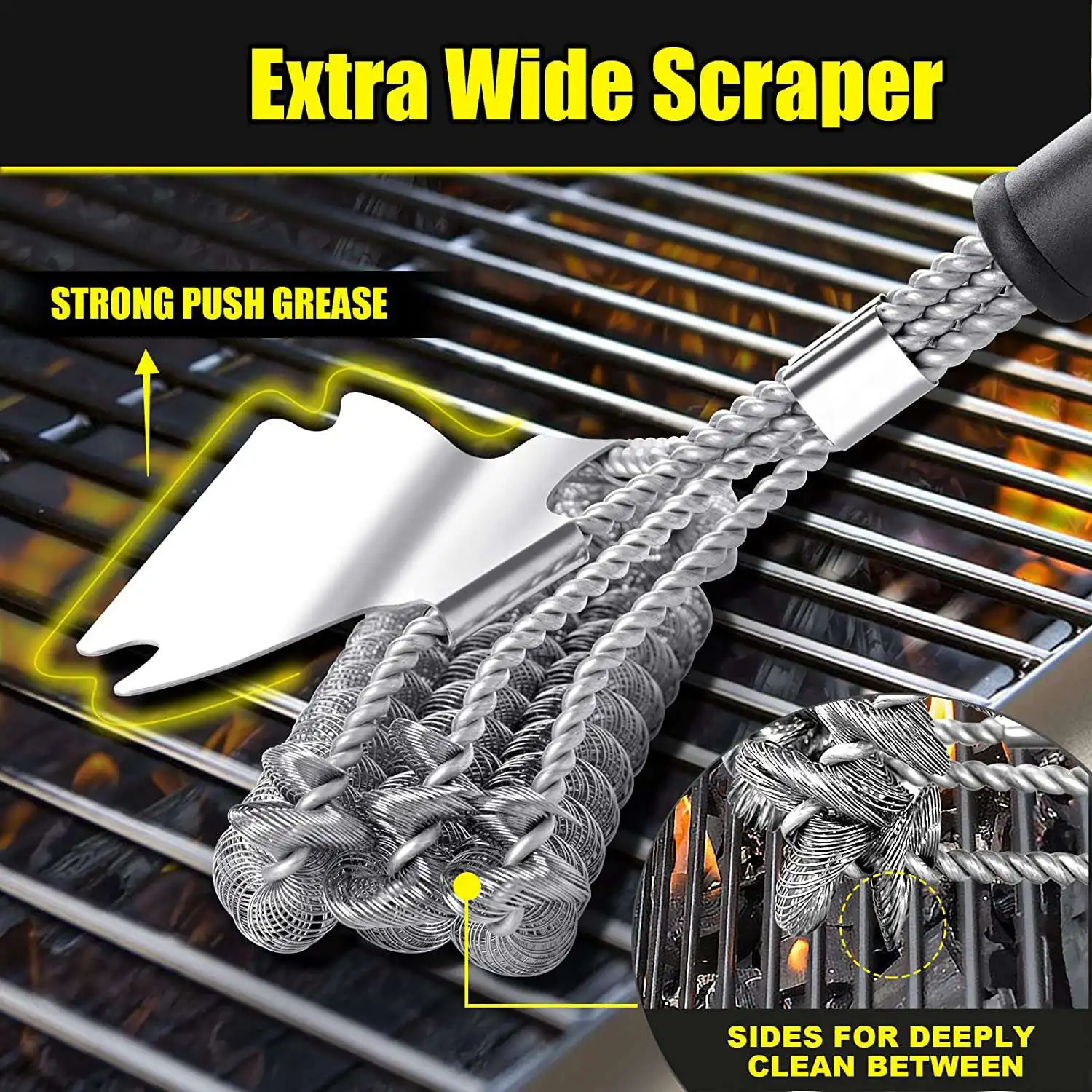 

High Quality Replacement Grill Brush And Scrapers, 2 Pcs Grill Brushes With Towel, Bristle Free 18 Inch BBQ Grill Cleaning Brush