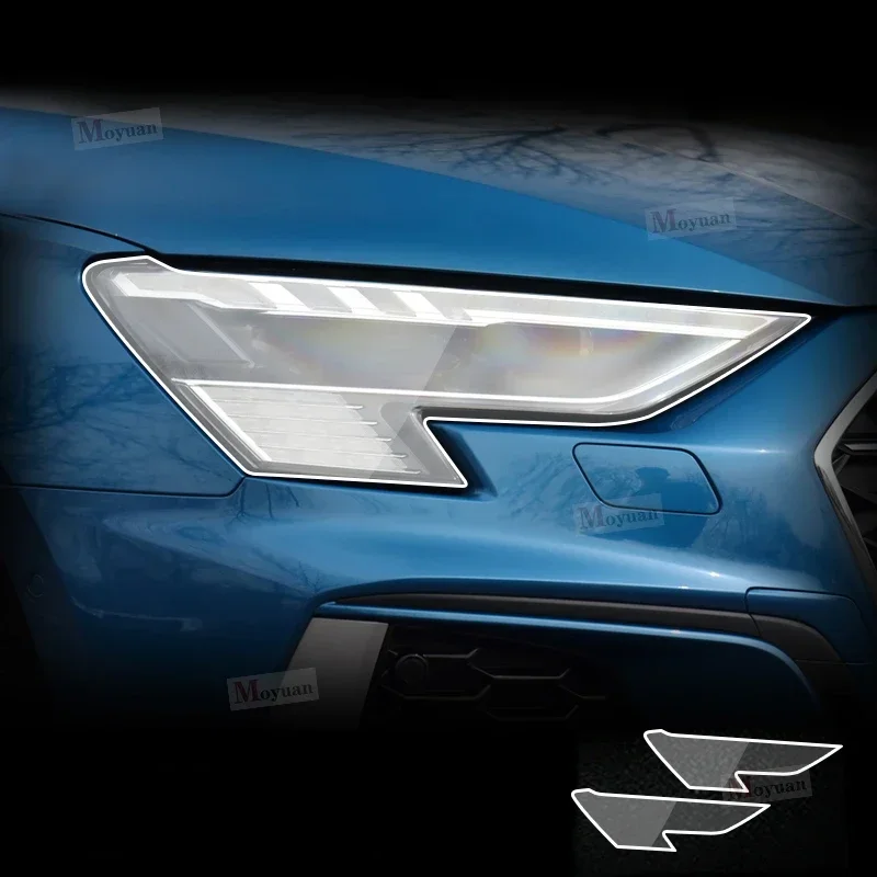 

2 Pcs Car Headlight Protective Film Headlamp Restoration Transparent Black TPU Sticker For Audi A3 8Y 2020-2023 Accessories