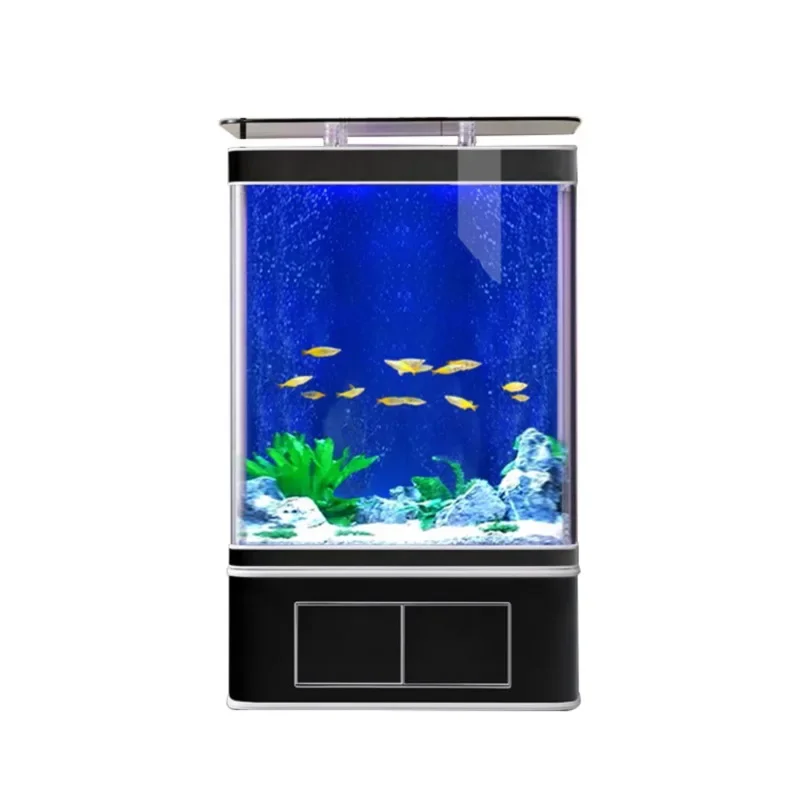 Large-scale floor-to-ceiling luxury household ecological bottom filter water-changing-free silent aquarium in ultra-white glass