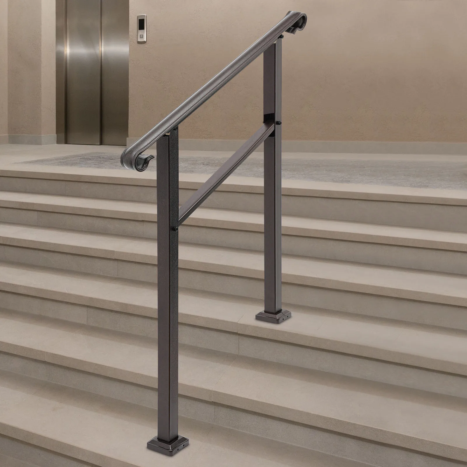 درابزين في الهواء الطلق لـ 3 خطوات درابزين سلم بني داكن درابزين غير قابل للانزلاق للخطوات والحديقة والشرفة #3