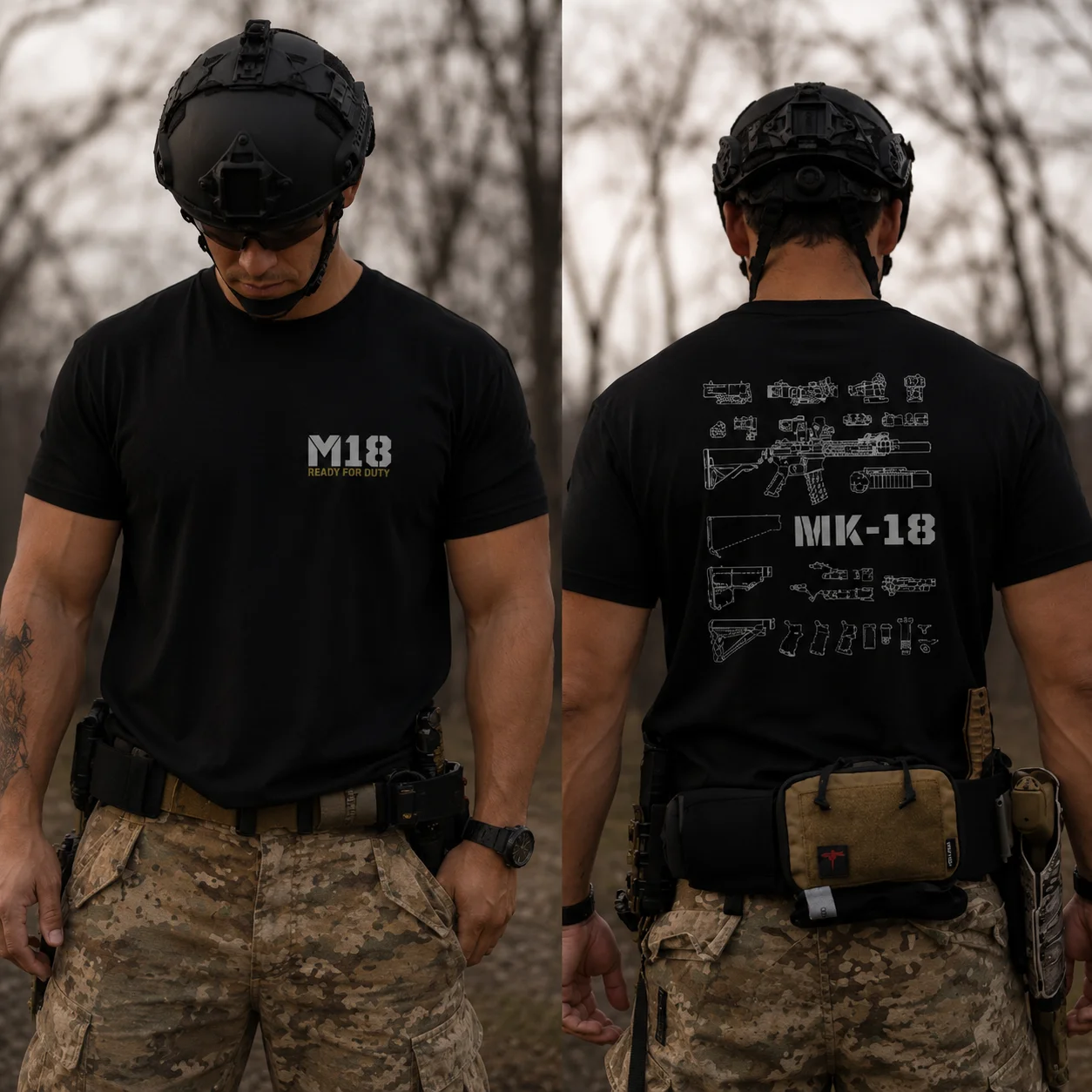 Tough Guy Military Fan Printed Cotton Short Sleeve T-Shirt Men's Summer Loose American Tactical Crew Neck Breathable Casual Top