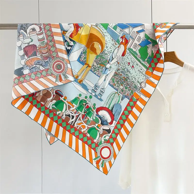 

Fashion Lady Silk Print Scarves Square Luxury Shawl