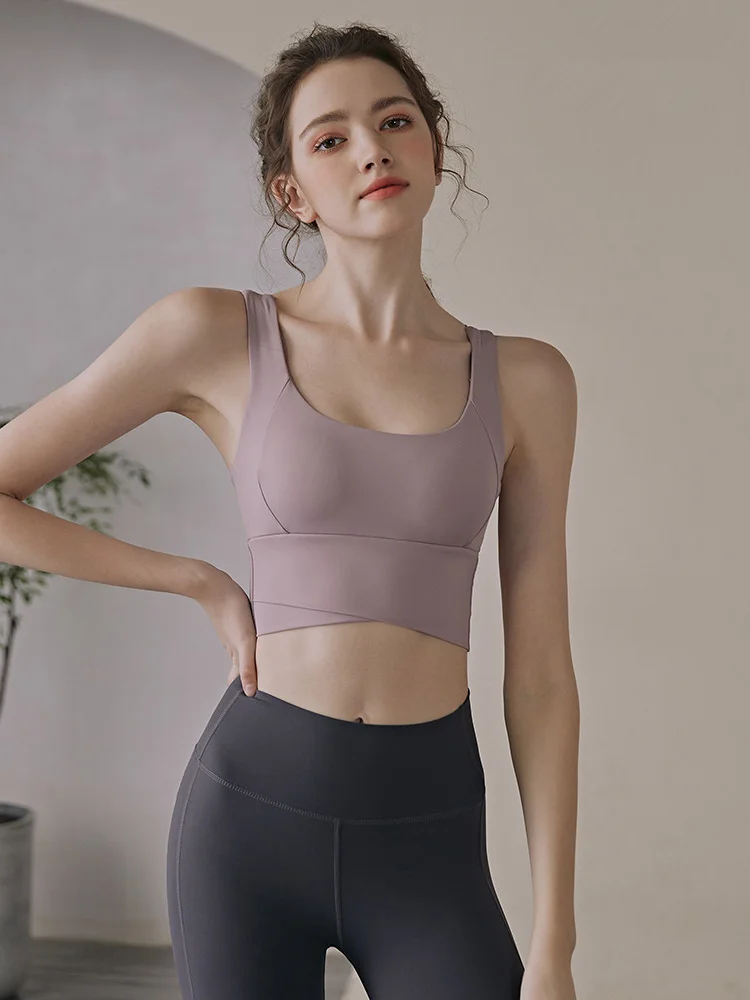 

Women's Yoga Sports Bra with Padded Tank Top Running o Absorption Small Chest Gathered Anti-sagging Fitn Upper Body