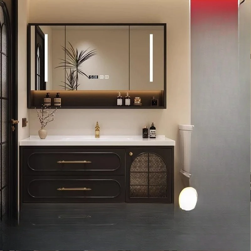 Oak paint bathroom cabinet ceramic integrated sink toilet washbasin cabinet