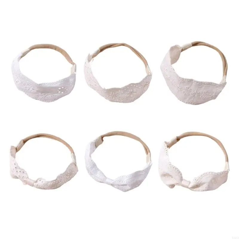 

Y88D Elegant White Lace Baby Headband Embroidered Soft Breathable Infant Accessory