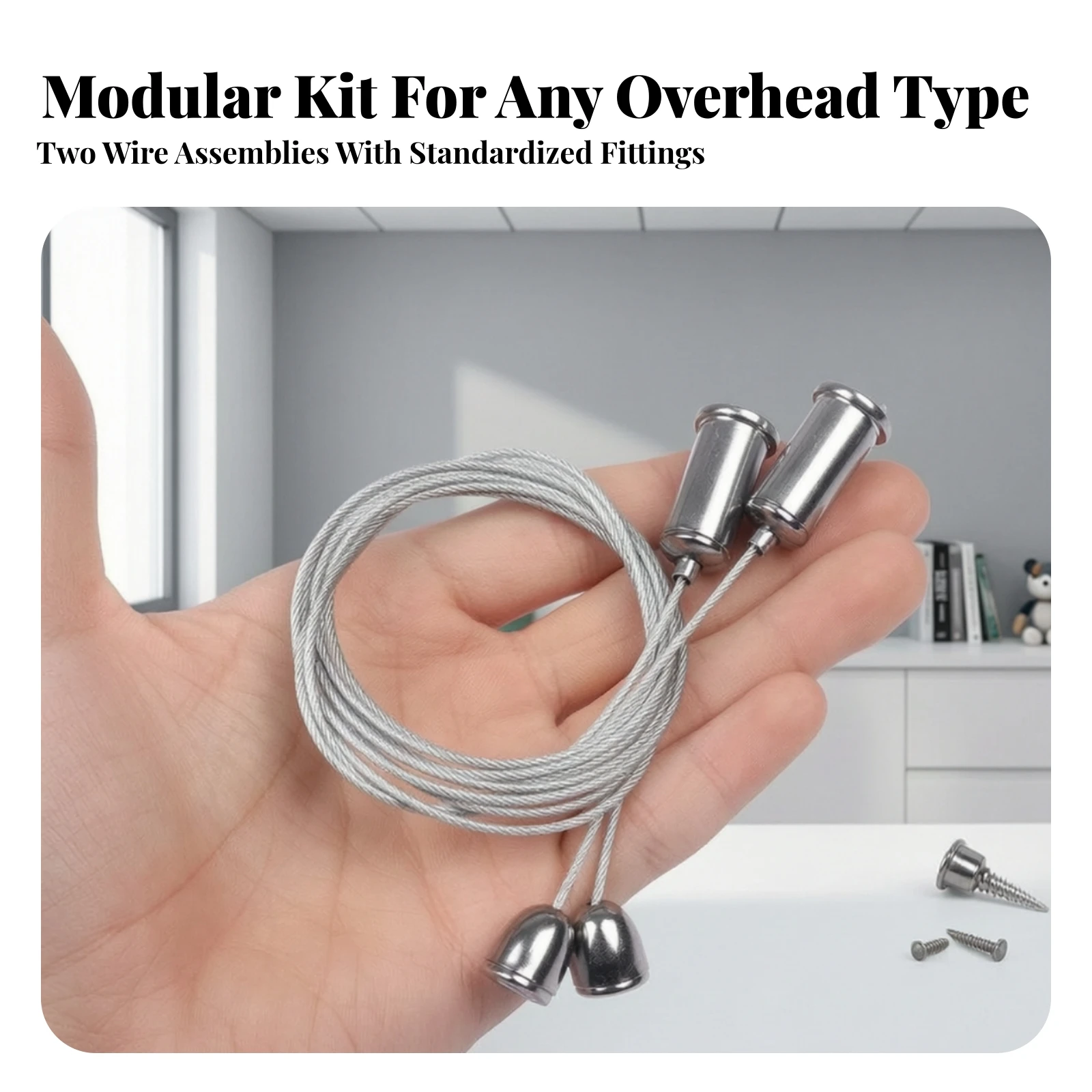 2 Pieces Panel Light Hanging Kit Long-Lasting Hanging Wire Kit Steel Wire Cable with Mounting Hardware Space-Saving for Offices
