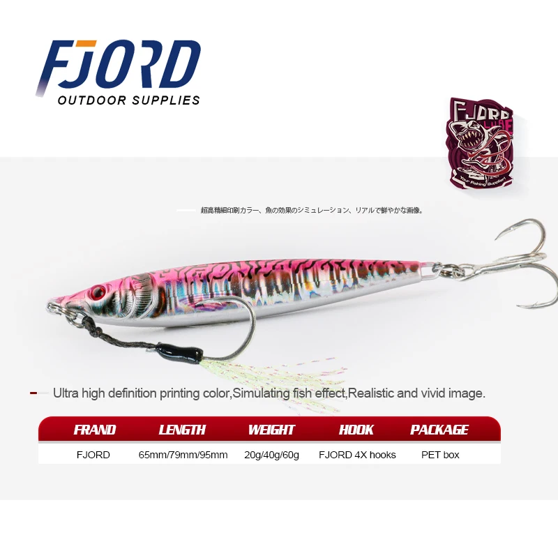 FJORD Metal Jig 20g 30g 40g 60g 3D Printing Shore Casting Sea Fishing Jigs Trout Tuna Bass Saltwater Fishing New Bait Supplies