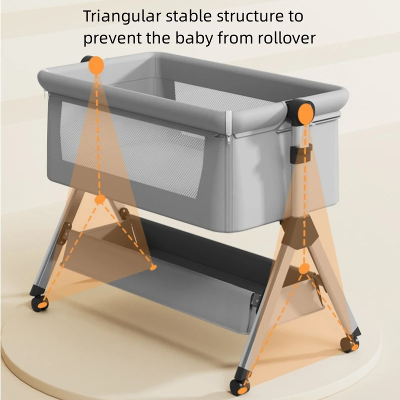 Multi-functional new baby crib height adjustment anti-spill splice queen bed movable folding cradle crib