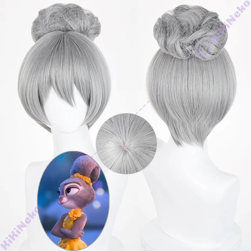 

Cartoon Judy Hopps Cosplay Wig Judy Personate Cosplay Wig Gray Bun Hair Yellow Dress Outfit Wig For Hallowmas Party Women