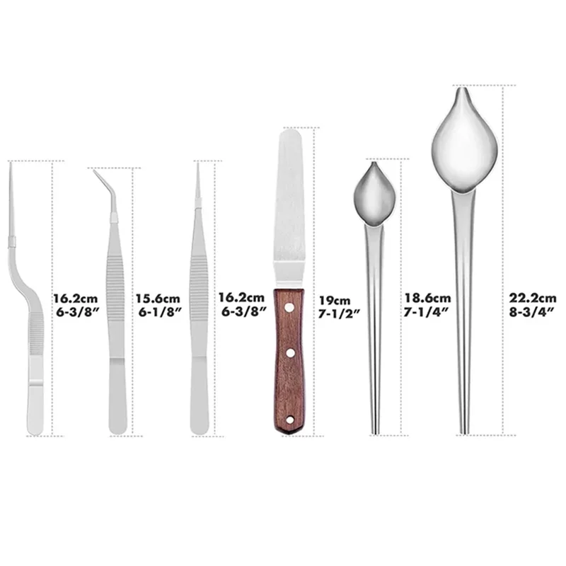 HHO-Culinary For Food Styling Kitchen Tongs 6Pcs Stainless Steel Cooking Tweezers Drawing Spoons Spatula Chef