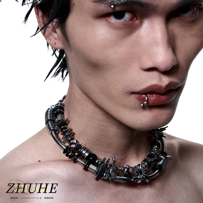 

ZHUHE Heavy Machinery Necklace Cyberpunk Style For Women Men's Jewelry Accessories Party Gifts