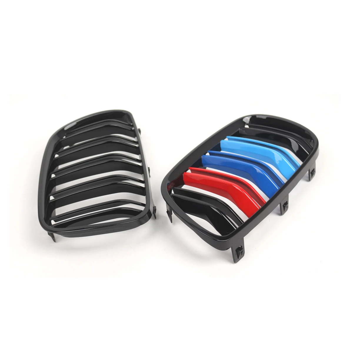 Car Front Kidney Grille Double Slat M‑Stripes Gloss Black Grill Fit For BMW X3 E83 2007 2008 2009 2010 Replacement Grille Pair