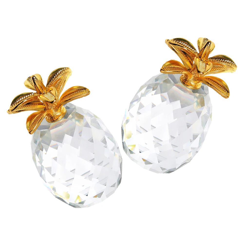 

2Pcs Crystal Pineapple Decor Compact Desktop Ornament Elegant Contemporary Centerpiece for Living Room Bedroom Dining Table