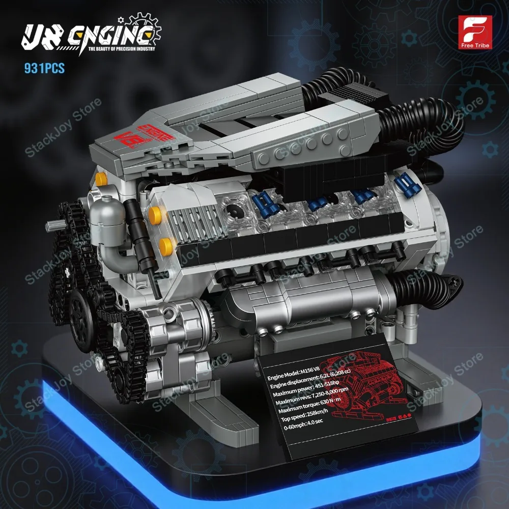 36303 931pcs Supercar V8 Engine Model Building Blocks Set Technical Assembly Brick Toys Creative STEM Educational Xmas Gift