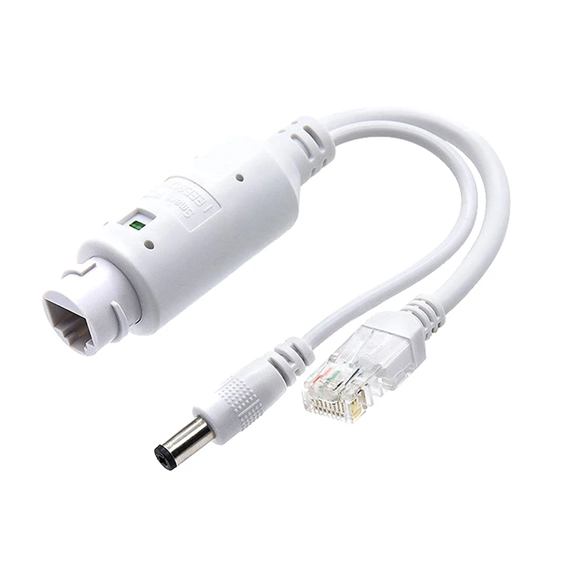 1Set Witte Kabel Supply Module Extender Met 5.5x2.1mm POE Spliter 48V Naar 12V Video En Power Adapter Voor IP Camera Splitter Netto
