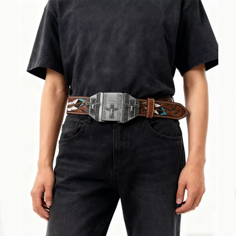 

Men's New Fashionable Retro Belt Open Flame Lighter Buckle Personalized Fashion Men's Smoking Gift Cigarette Accessories