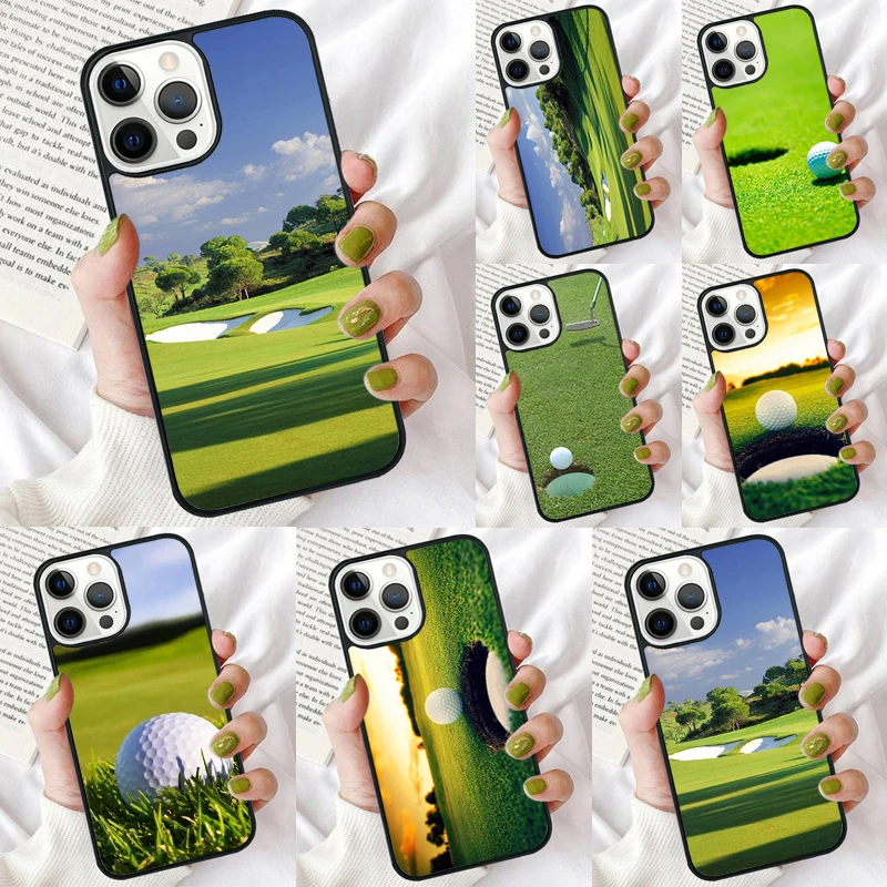 Funda de teléfono de campo de campo de campo de Golf para iPhone 16 15 14 12 13 mini PLUS X XS XR 11 PRO MAX contraportada Fundas Shell