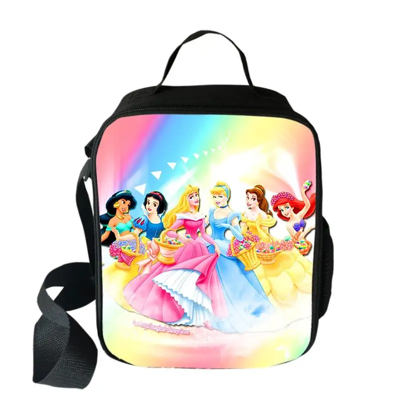 Disney Snow White Princess Cinderella Lunch Bags Student Food Portable Insulated Lunch Box Girls Cartoon School Lunch Bags Gift